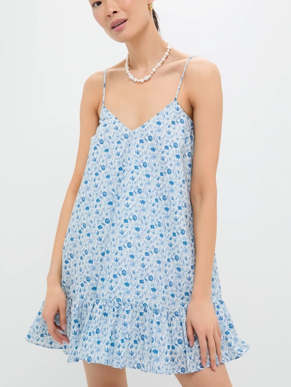 Hyacinth House Blue & White Ditsy Floral Bayberry Mini Dress Size Small